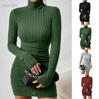 Bottoming Long Sleeves Sexy Mini Dress