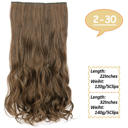 5 Clips Long Wavy Clip In Hair Extensions Synthetic Heat Resistant One Piece False Blonde