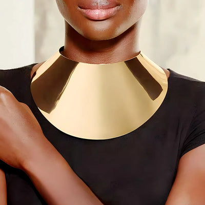 African Choker Neck Chain Collar Punk Exaggerated Gold Color Metal Necklace