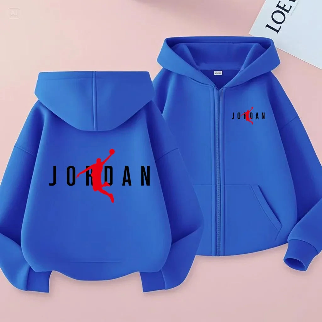 Zipper Style Hoodie 3-12Yrs Casual Sports Sweatshirt
