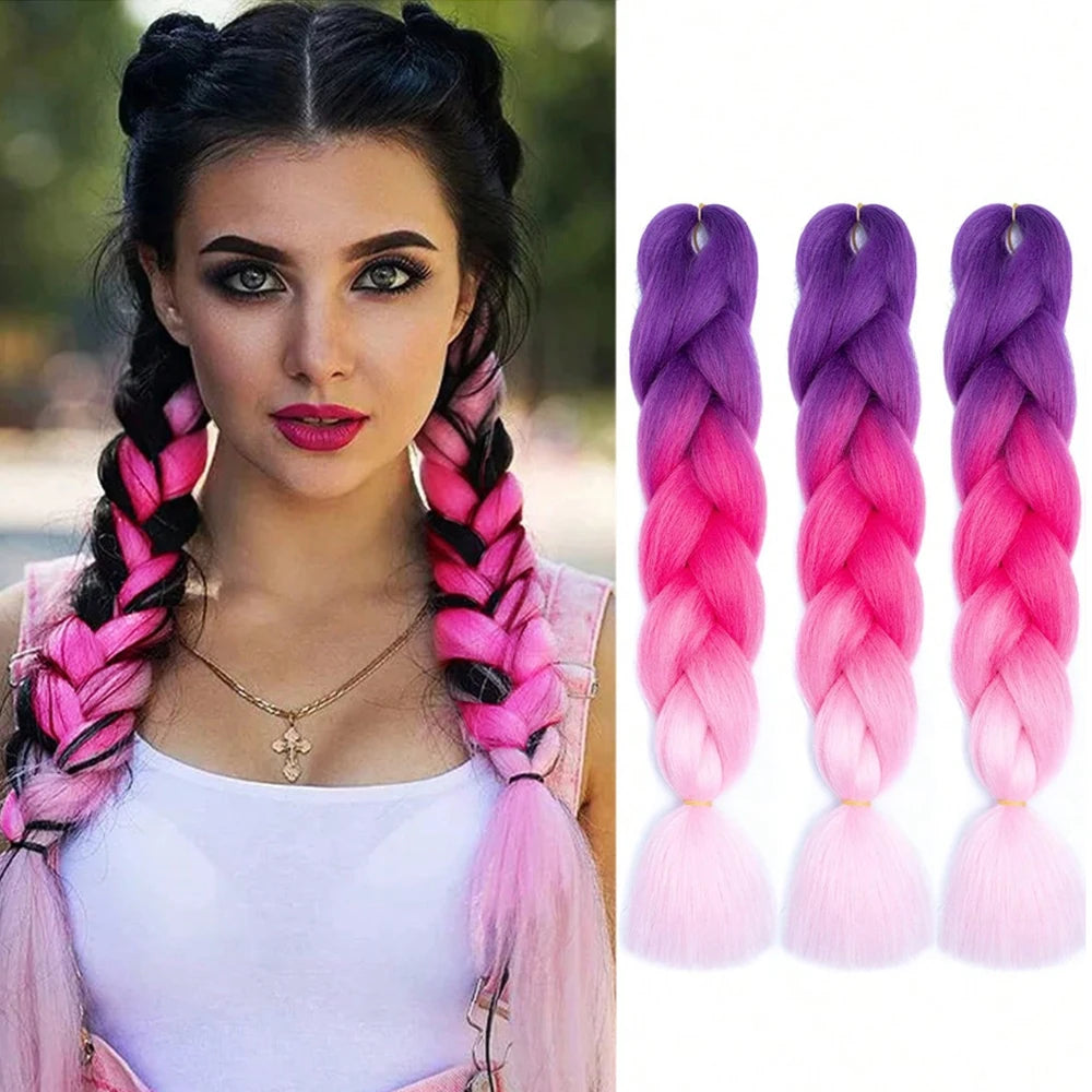 Braiding Hair Pre-stretched Purple Hair Extensions