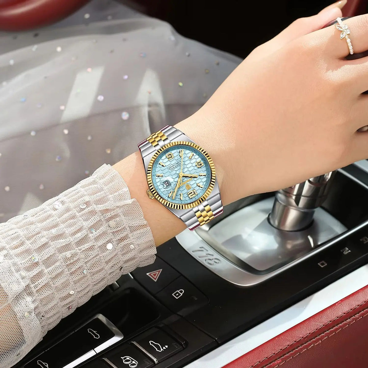 Quartz Stainless Steel Date Elegant Luminous Waterproof Watch