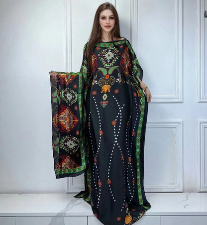 African Muslim Lady Summer Boho Kaftan Dress
