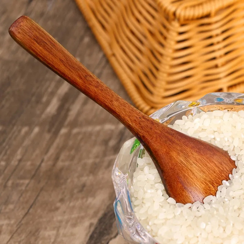 10/1Pcs Wooden Spoon Long Hand Soup Scoops Kitchen