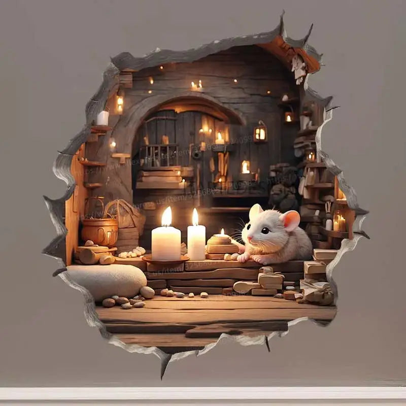 Mouse Magic Hole Wall Decal Sticker
