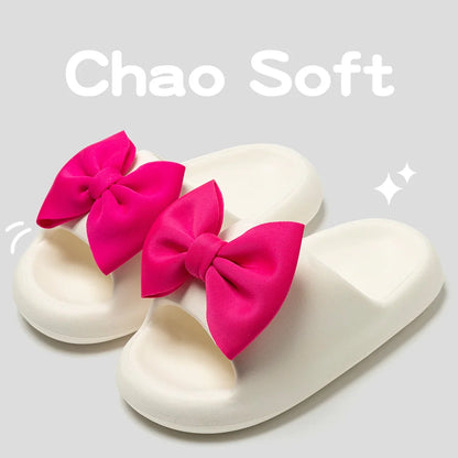 Bow Tie Thick Soft Sole Slippers