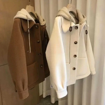 Plus Size Elegant Thickened Woollen Coat
