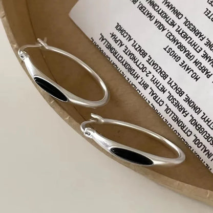 925 Sterling Silver Frosting Hoop Crossing Line Hollow Out Earrings