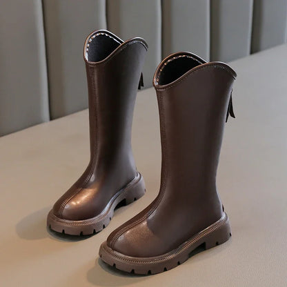 High Korean Style Anti-slippery Keep Warm Versatile Chic Leather Boots