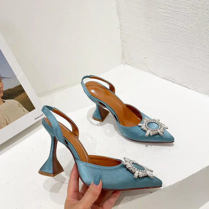 Silk High Heels Luxury Crystal Butterfly Shoes