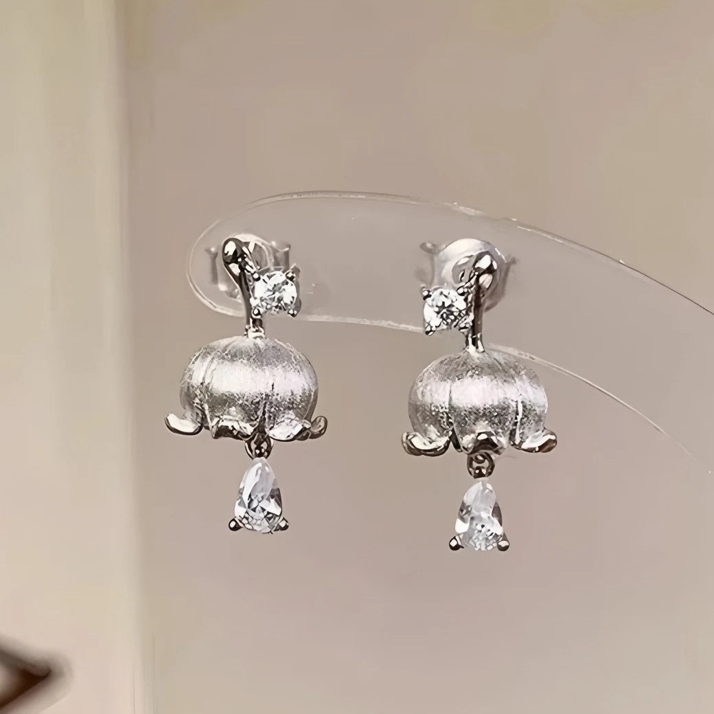 925 Sterling Silver Frosting Hoop Crossing Line Hollow Out Earrings