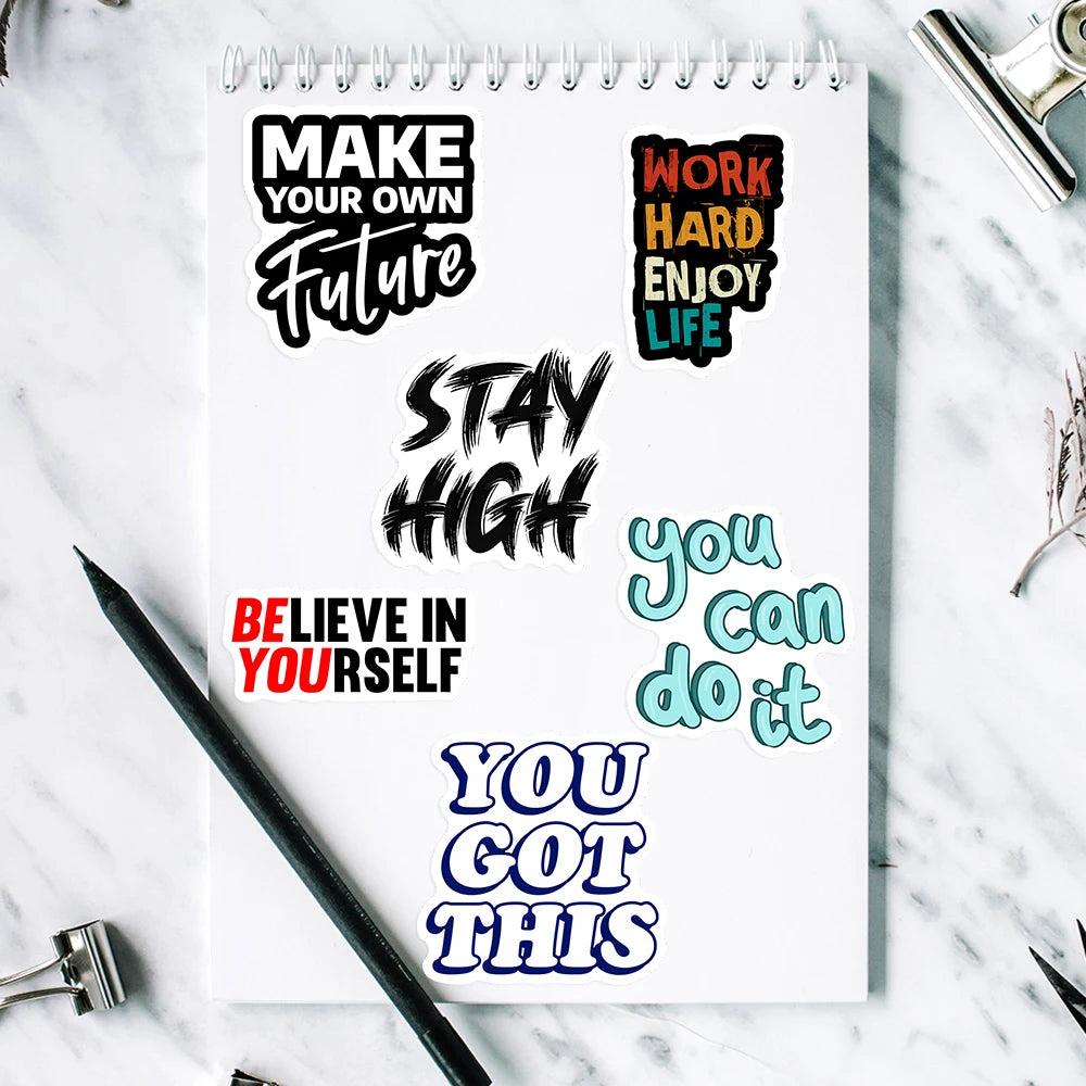 Inspirational Phrases Stickers Positive Mindset Energy DIY Gift Decal for Laptop Phone Scrapbook