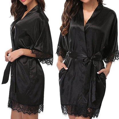 Glossy Ice Silk plus Size Robe Lingerie