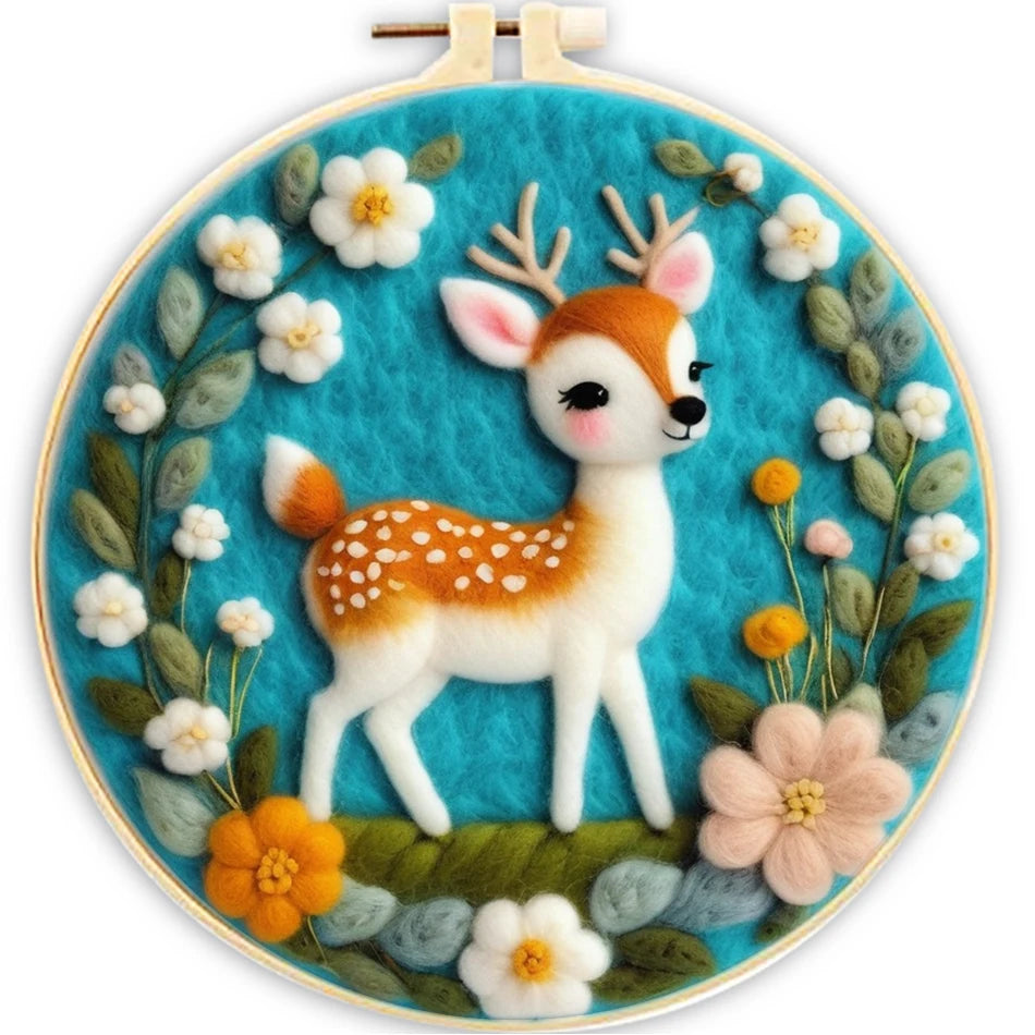 20x20cm Frame DIY Wool Needle Felting Starter Embroidery Kits