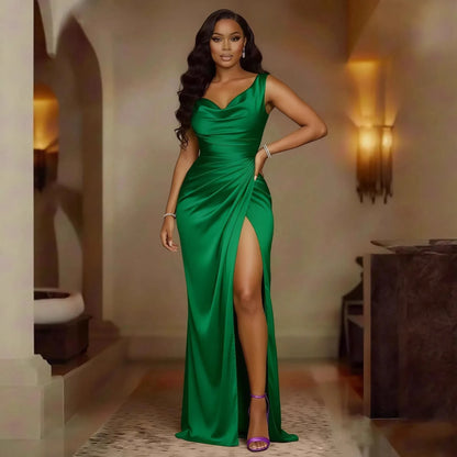 Bodycon V Neck Sleeveless Split Hem Elegant Evening Formal Dress
