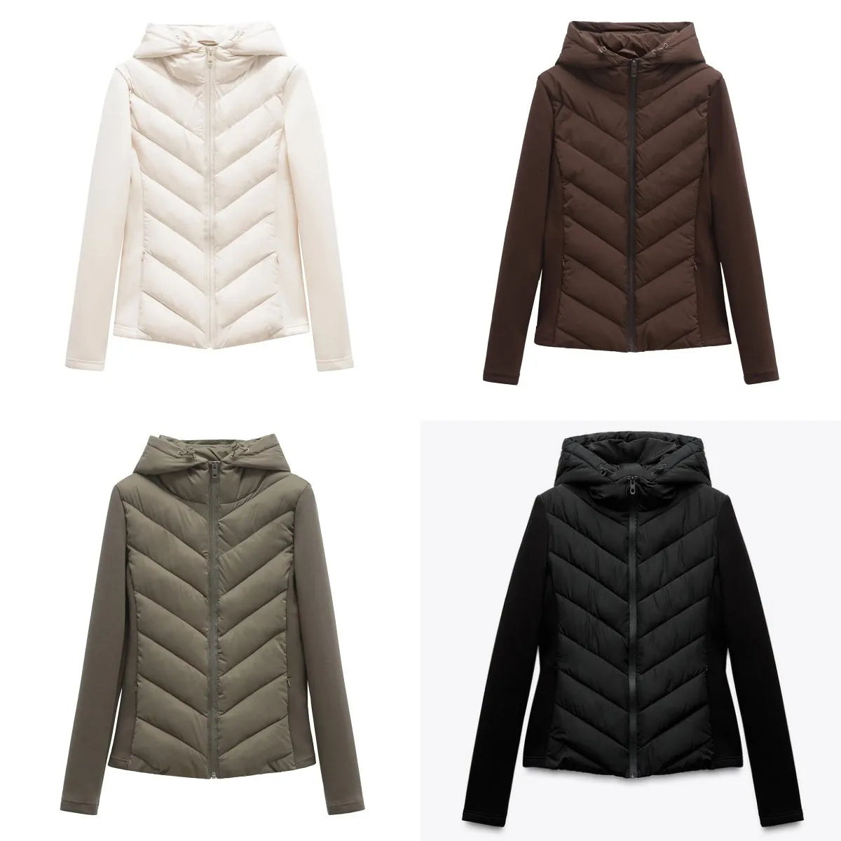 Elegant long sleeve standing collar hooded cotton sport coat