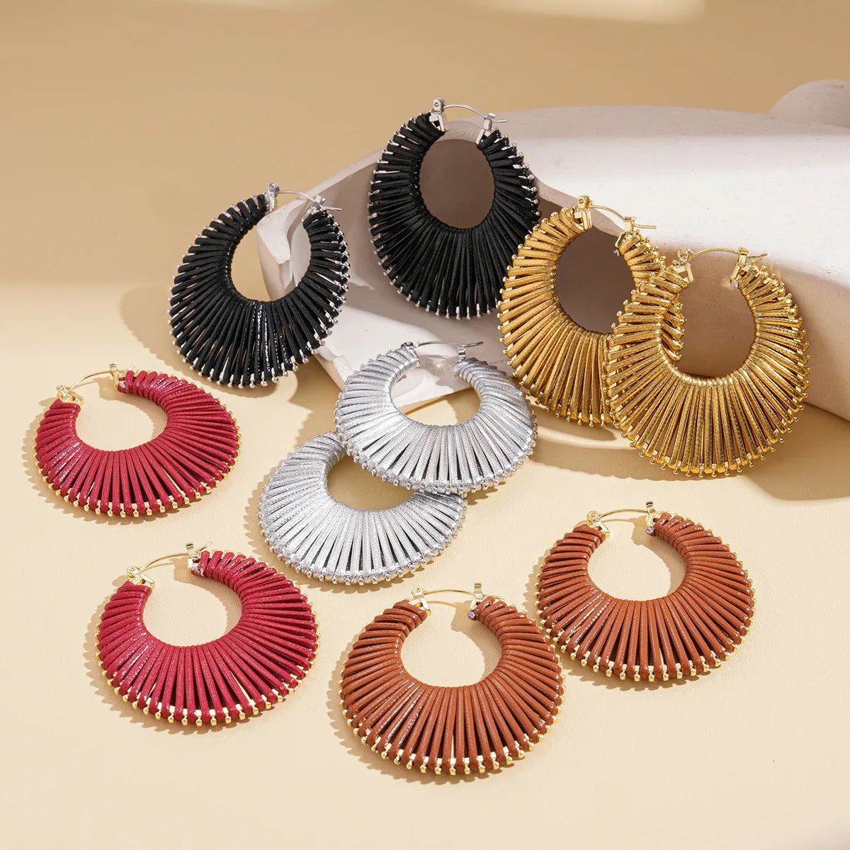 Bohemian Braided Hollow Hoop Geometric Round Earrings