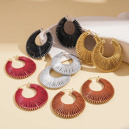 Bohemian Braided Hollow Hoop Geometric Round Earrings
