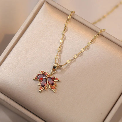 Zircon Butterfly Tassel Necklace Flower Choker Jewelry