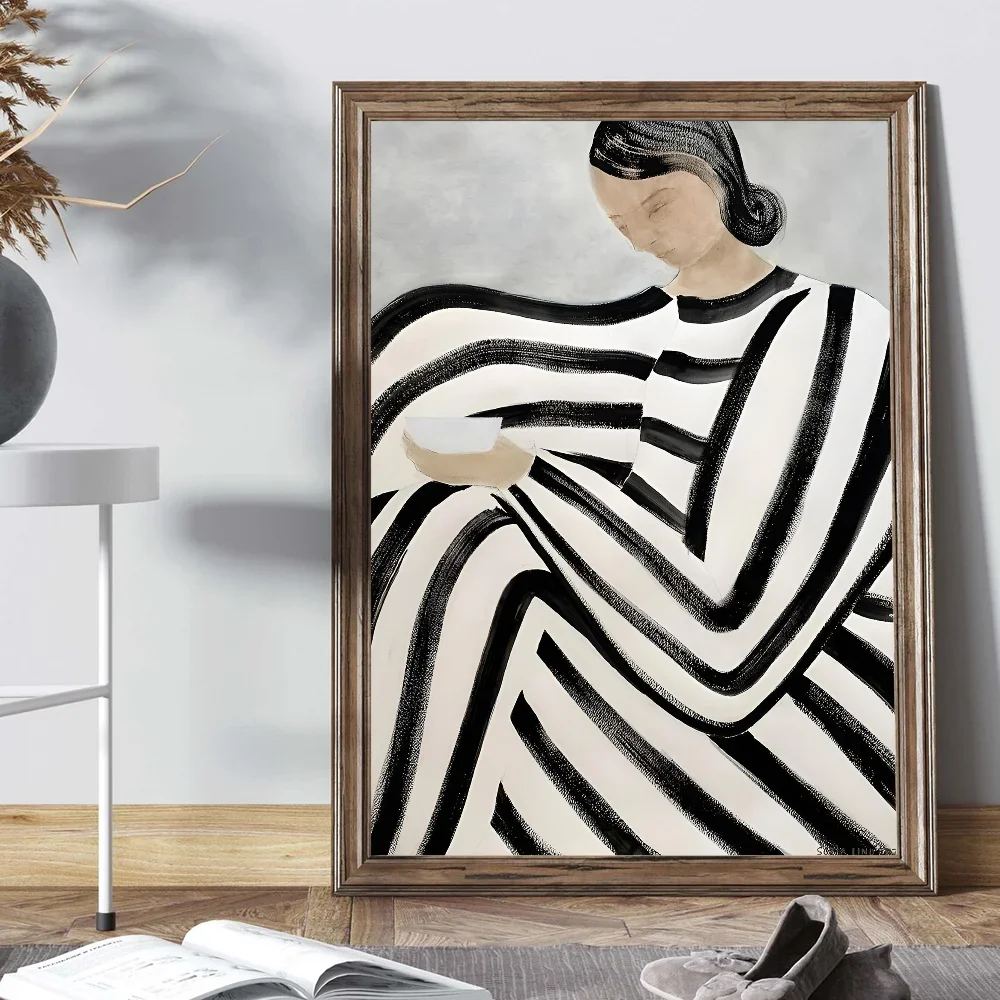 Abstract Line Geometry Curve Girl Posters Modern Classic Vintage Poster