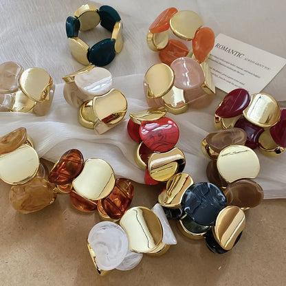 Multi-style Round Splicing Elastic Rope Resin Bracelets