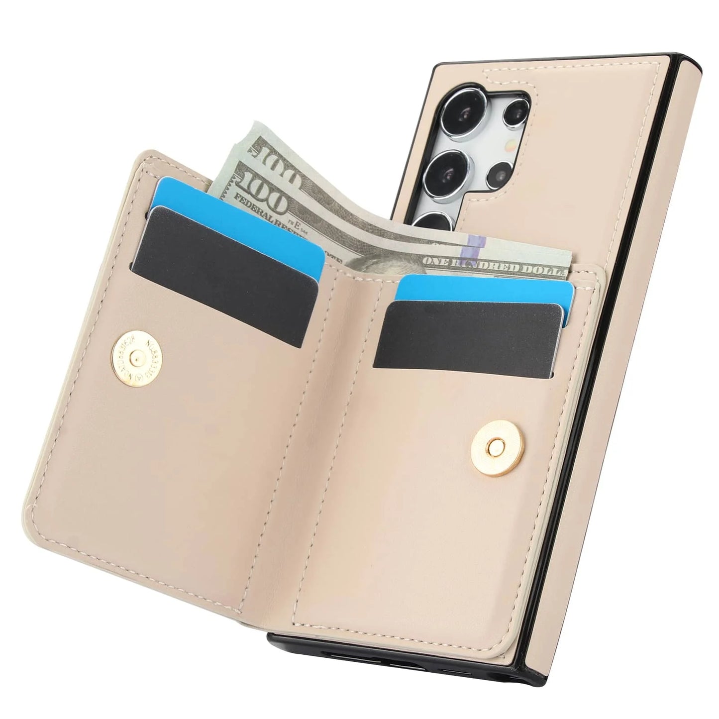 Wallet Case with Card Holder, 360° Rotation Ring