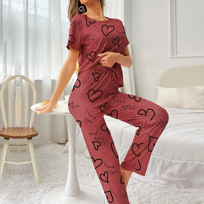 Cartoon Print Pajama Sleepwear Set