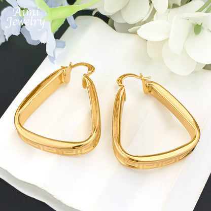 18K Gold Plated Hoop Copper Hook Drop Earrings