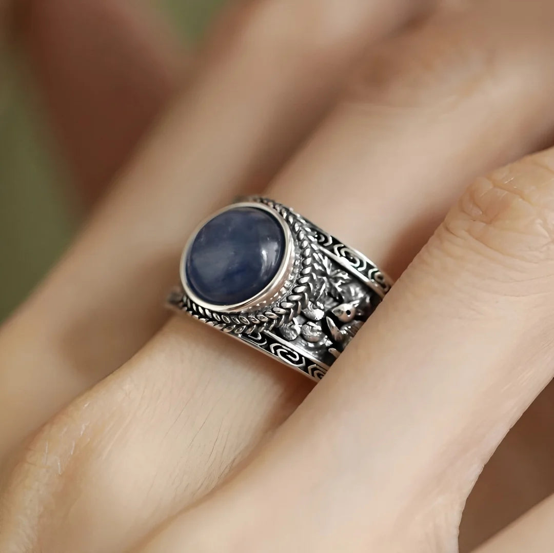 925 Sterling Silver Geometric Black Stone Rings