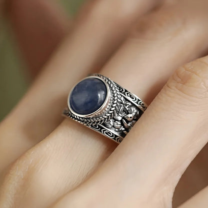 925 Sterling Silver Geometric Black Stone Rings