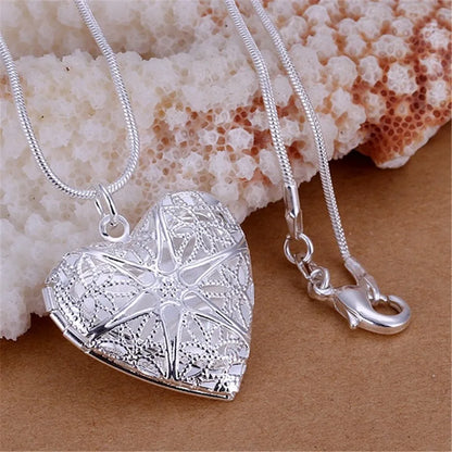 40-75cm 925 Sterling Silver seashell Photo open Frame Necklace