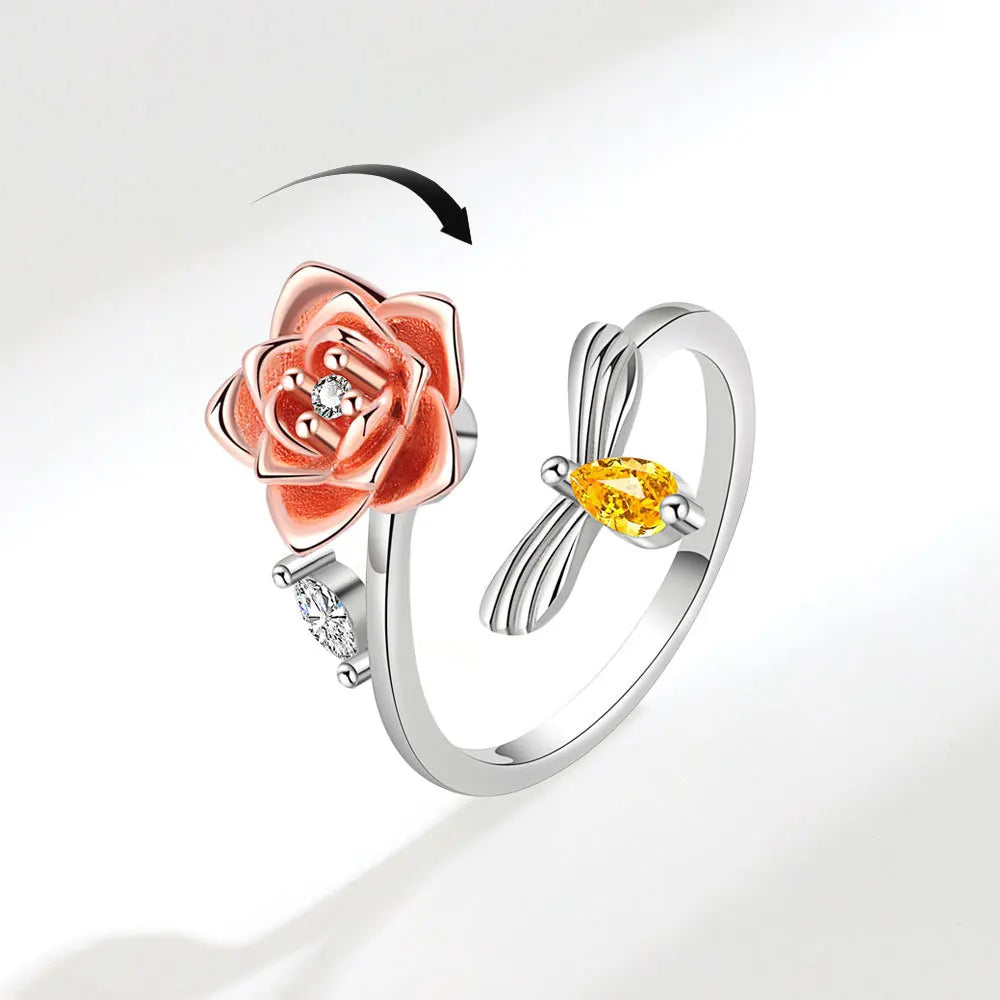 DANA 925 Silver Sunflower Diamond Zircon Ring