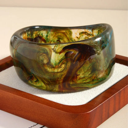 Exaggerate Geometric Acrylic Resin Bangle Wide Bracelets