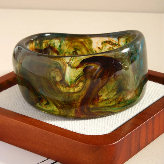 Exaggerate Geometric Acrylic Resin Bangle Wide Bracelets
