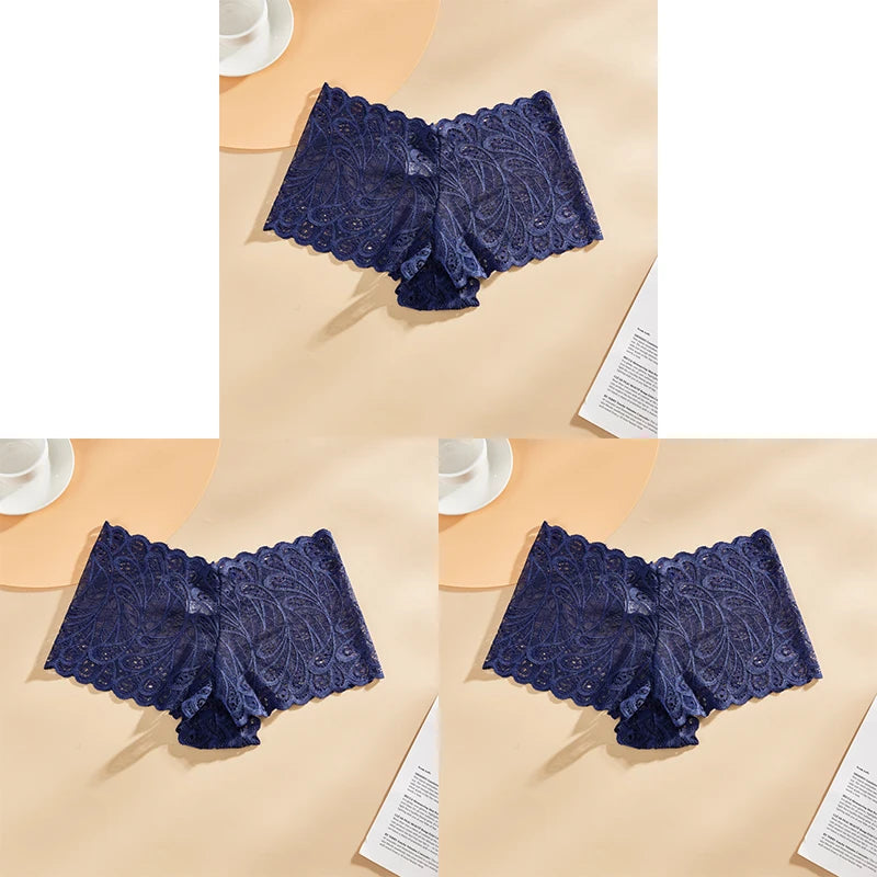 3PCS Mid-waist Lace Sexy Underwear Lingerie