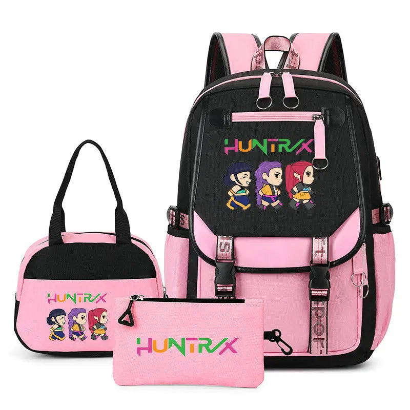 Mochilas Set KPop Demon Hunters Capacity Student School Bag