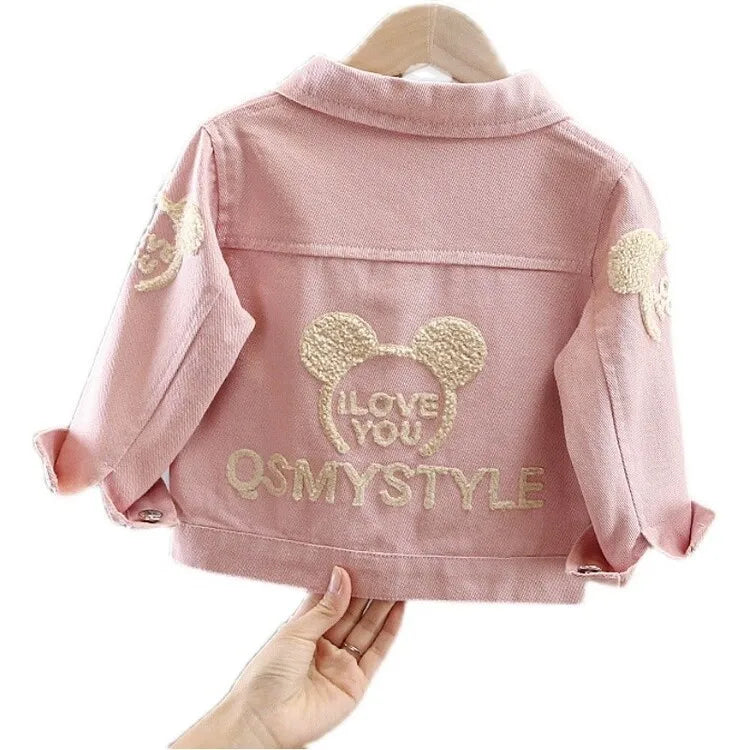 Spring Autumn 1-8Y Toddler Cute Denim Long Sleeve Back Letter Jacket
