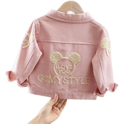 Spring Autumn 1-8Y Toddler Cute Denim Long Sleeve Back Letter Jacket