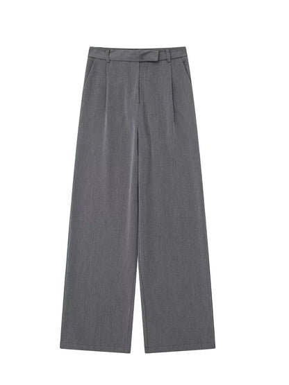 Front Zipper Straight High Waist Chic Pants