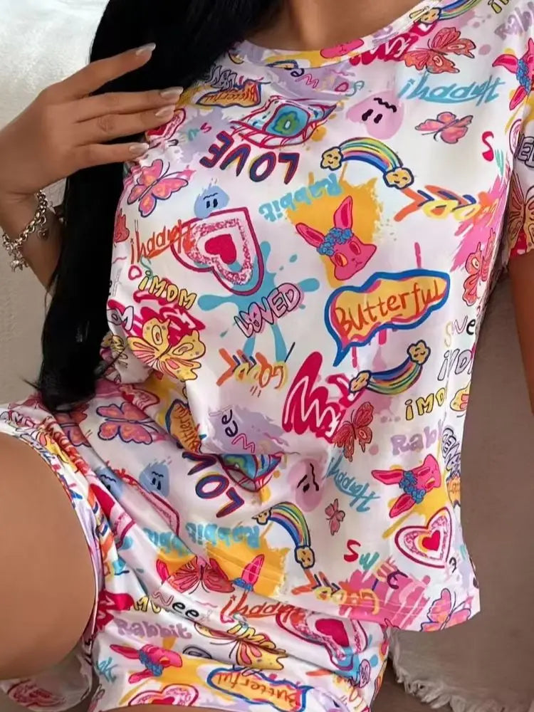 Loose and Comfortable Tank Top and Shorts Pajama Set