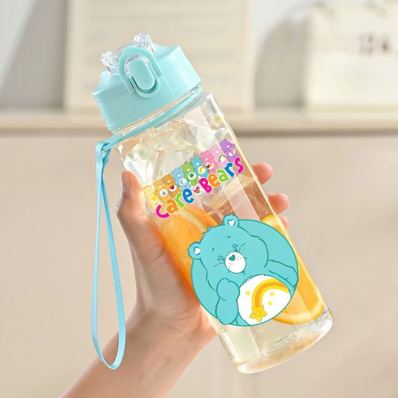900ml Care Bears Cute Water Bottle with Straw Girls School Plastic Cup