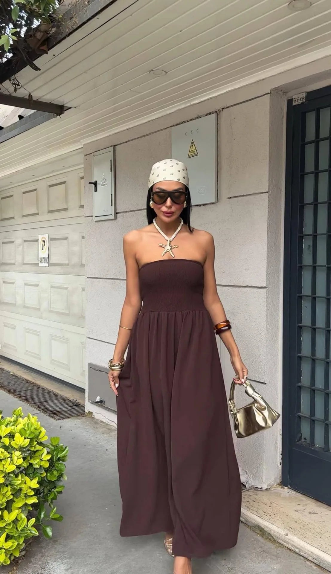 Off-Shoulder Strapless Waist-Cinching Long Dress