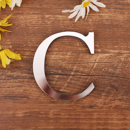Silver Letter Acrylic 3D Mirror Wall Sticker