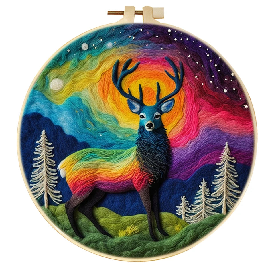 20x20cm Frame DIY Wool Needle Felting Starter Embroidery Kits