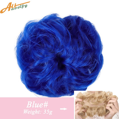 Natural Curly Messy Bun Hair Wigs