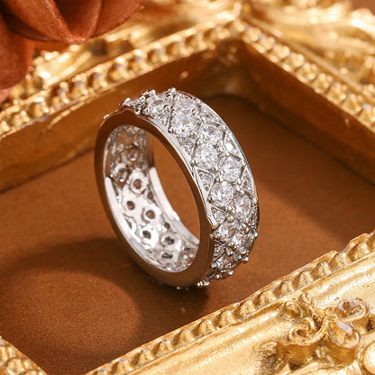 925 Sterling Silver Full CZ Diamond Sparkling High-End Ring