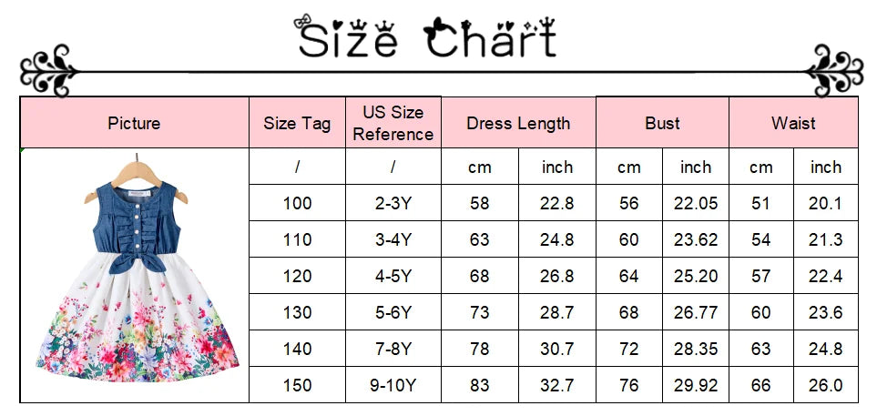 2-10Years Girls Sleeveless Butterfly Flower Dress