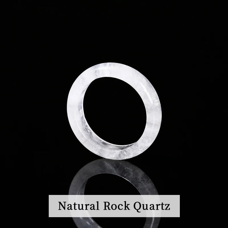 1 Pc Natural Stone Jade Crystal Agate Obsidian Fengshui Lucky Rings