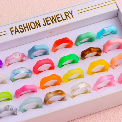 10/20Pcs/Lot Romantic Cute Multicolor Animal Stripes Resin Rings