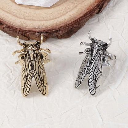 Retro Insect Opening Animal Beetle Cicada Punk Adjustable Ring